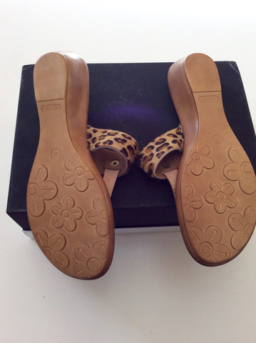 Brand New Nine West Tan Leopard Print Toe Post Mules Size 7/40 - Whispers Dress Agency - sold - 2