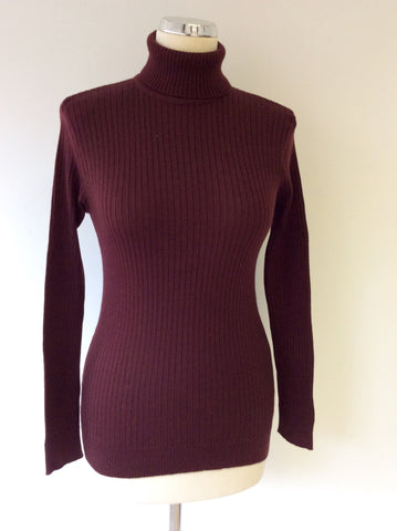 VINTAGE JAEGER BURGUNDY WOOL POLO NECK JUMPER SIZE 38" UK 14/16 - Whispers Dress Agency - Sold - 1
