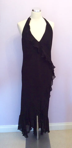 Coast Black Halterneck Frill Trim Dress Size 16 - Whispers Dress Agency - Sold - 2