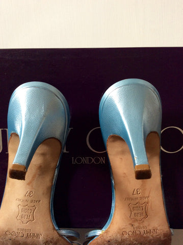 Jimmy Choo Light Blue Strappy Heeled Mule Sandals Size 4/37 - Whispers Dress Agency - Womens Heels - 3