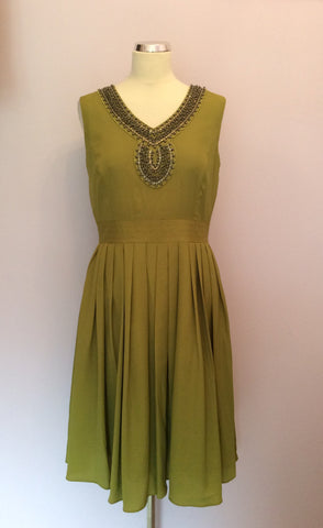 Brand New Ellen Tracy Green Beaded & Jewel Trim Dress Size 12 - Whispers Dress Agency - Womens Dresses - 1