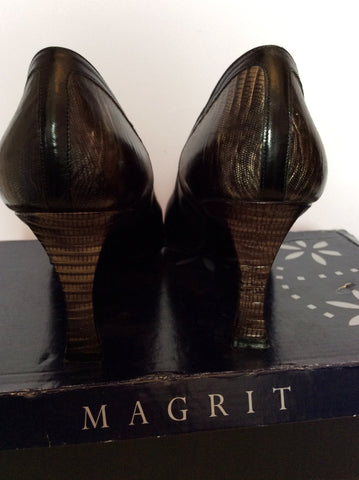 Magrit Black & Bronze Trims Leather Heels Size 4/37 - Whispers Dress Agency - Womens Heels - 4