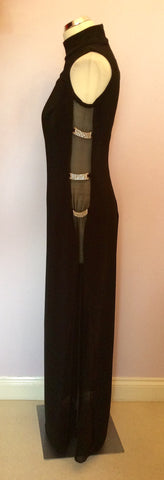 Sara Bernshaw Black Sheer Side With Diamanté Strap Evening Dress Size 14 - Whispers Dress Agency - Womens Dresses - 3