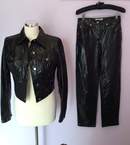 VALENTINO JEANS BLACK PVC TROUSER SUIT SIZE 10 - Whispers Dress Agency - Womens Suits & Tailoring - 1