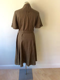BRAND NEW LAURA ASHLEY BROWN LINEN BELTED SHIRT DRESS SIZE 14 - Whispers Dress Agency - Womens Dresses - 4