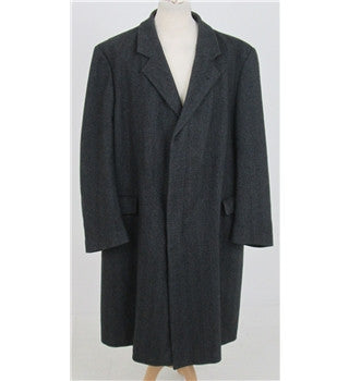 Di Caprio Dark Grey & Black Herringbone Wool & Cashmere Coat Size 46R / XL - Whispers Dress Agency - Sold - 1