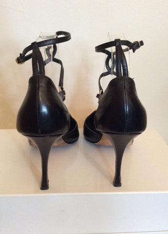 Monolo Blahnik Black Leather Strappy Heels Size 7.5/40.5 - Whispers Dress Agency - Womens Heels - 4