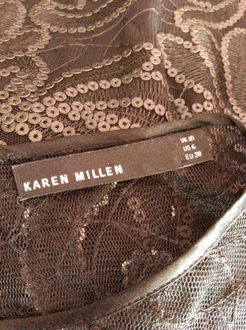 Karen Millen Black Lace & Sequinned Dress Size 10 - Whispers Dress Agency - Sold - 4