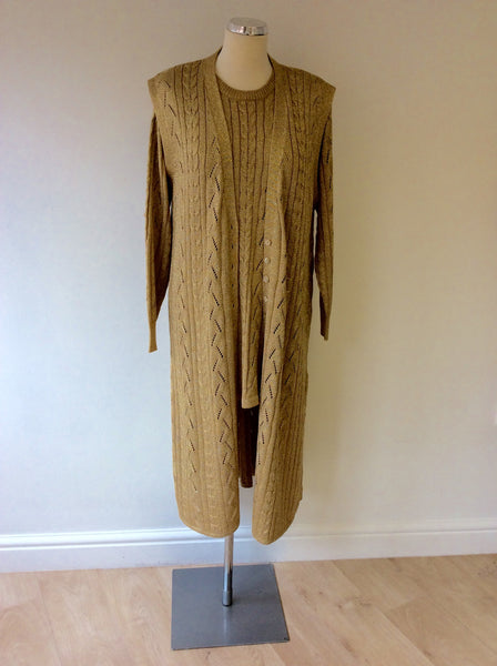 WINDSMOOR GOLD SPARKLE LONG SLEEVE JUMPER & MATCHING LONG SLEEVELESS CARDIGAN SIZE L - Whispers Dress Agency - Womens Knitwear - 1