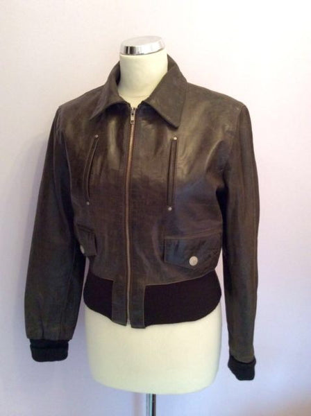Aviatrix Dark Brown Leather Zip Up Jacket Size L - Whispers Dress Agency - Womens Coats & Jackets - 1