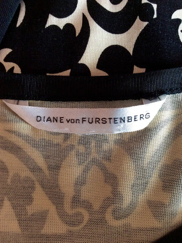 Diane Von Furstenberg Black & White Print Silk Skirt Size UK 10/12 - Whispers Dress Agency - Sold - 2
