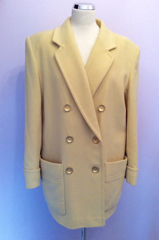 Vintage Viyella Lemon Wool Blend Double Breasted Jacket Size 10 - Whispers Dress Agency - Womens Vintage - 1