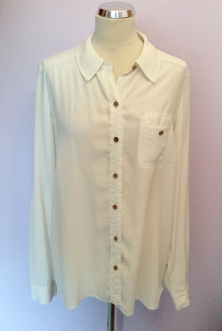 JAEGER WHITE SILK LONG SLEEVE BLOUSE SIZE 14 - Whispers Dress Agency - Womens Shirts & Blouses - 1