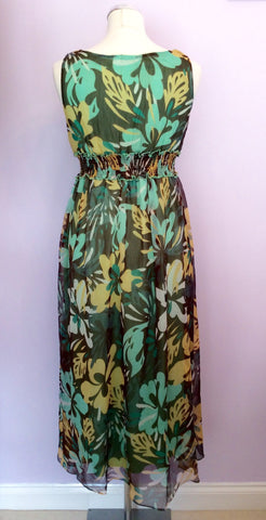 Manvi Green & Yellow Print V Neck Dress Size M - Whispers Dress Agency - Womens Dresses - 2
