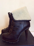 Kurt Geiger Dark Brown Wentworth Leather Ankle Boots Size 7/40 - Whispers Dress Agency - Womens Boots - 3