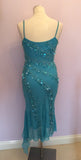 Yve London Turquoise Silk Beaded & Sequinned Cocktail Dress Size Small - Whispers Dress Agency - Womens Dresses - 4