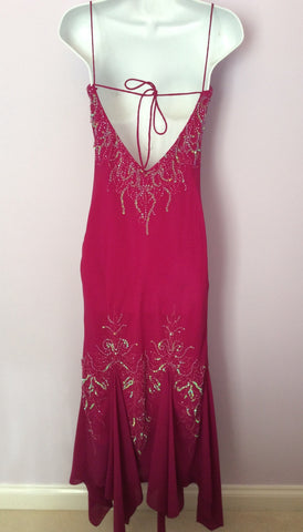 New Wondaland By Sector 8 Dark Pink Beaded & Sequin Evening Dress & Wrap Size 8 - Whispers Dress Agency - Womens Eveningwear - 5
