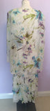 Cattiva White Floral Print Silk Dress & Over Blouse / Jacket Size 24 - Whispers Dress Agency - Sold - 3
