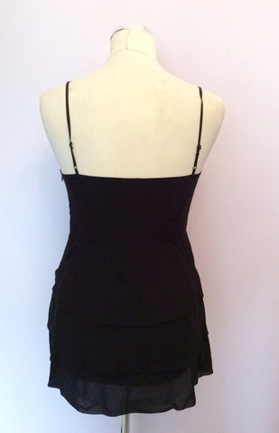 Karen Millen Black Silk Bow Trim Tiered Strappy Top Size 10 - Whispers Dress Agency - Womens Tops - 3