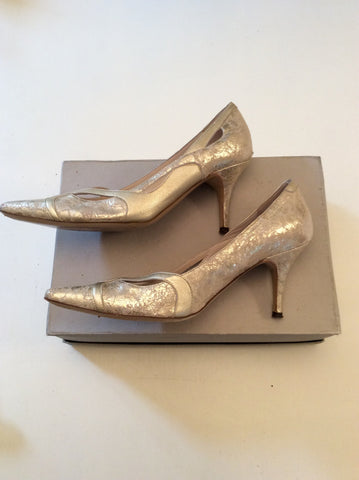 Renata Pale Gold Leather Heeled Court Shoes Size 3.5/36 - Whispers Dress Agency - Womens Heels - 3