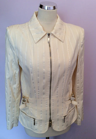ROCCOBAROCCO CREAM STRIPE JACKET & TROUSERS SUIT SIZE 14 - Whispers Dress Agency - Womens Suits & Tailoring - 2
