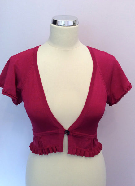 Karen Millen Dark Pink Fine Knit Bolero Top Size 1 UK 8/10 - Whispers Dress Agency - Sold - 1