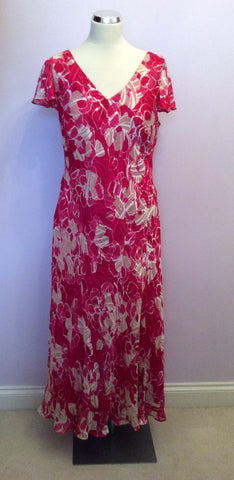 Country Casuals Pink & White Print Silk Blend Dress Size 14 - Whispers Dress Agency - Sold - 1