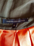 FRENCH CONNECTION DARK BROWN & CORAL LINED DRESS SIZE 10 - Whispers Dress Agency - Womens Dresses - 4