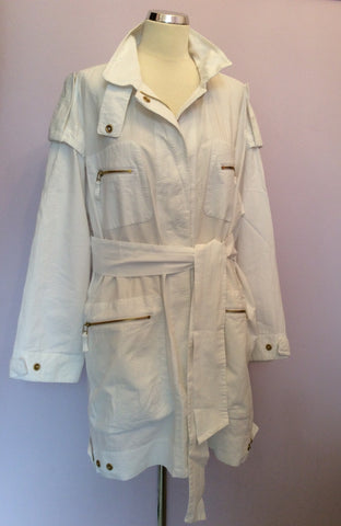 Jaeger White Cotton Zip & Popper Fasten Jacket Size L - Whispers Dress Agency - Womens Coats & Jackets - 1