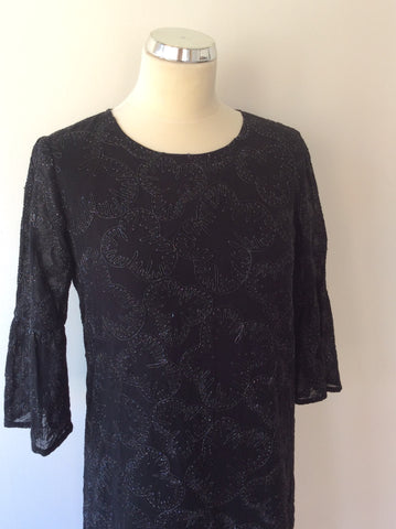 FRENCH CONNECTION BLACK & SILVER EMBROIDERED DRESS SIZE 8 - Whispers Dress Agency - Womens Dresses - 2