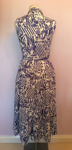 Vintage Jaeger Blue & White Print Cotton Size 10 Approx Fit UK 8 - Whispers Dress Agency - Sold - 3