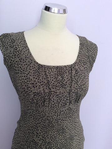 Nougat Khaki Spotted Silk Dress Size 2 UK 10/12 - Whispers Dress Agency - Sold - 2