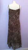 Per Una Brown, Green & Beige Print Strappy Dress Size 16 L - Whispers Dress Agency - Sold - 3