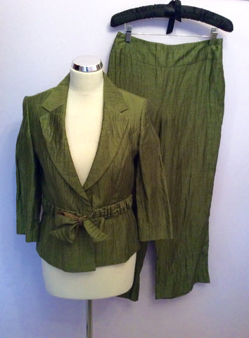 Kaliko Green Linen Blend Trouser Suit Size 10 - Whispers Dress Agency - Womens Suits & Tailoring - 1