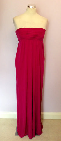 TED BAKER PINK STRAPLESS LONG MAXI DRESS SIZE 1 UK XS - Whispers Dress Agency - Womens Dresses - 1