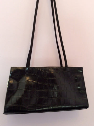Gabor Black Croc Leather & Fabric Shoulder Bag - Whispers Dress Agency - Sold - 2