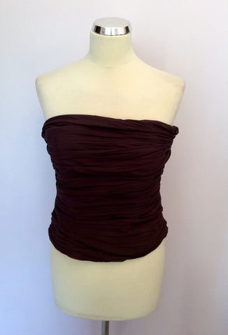 COAST BROWN PLEATED BUSTIER SILK TOP SIZE 14 - Whispers Dress Agency - Womens Tops - 1