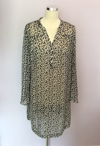 Monsoon Black & Ivory Print Long Blouse Size 18 - Whispers Dress Agency - Sold - 1