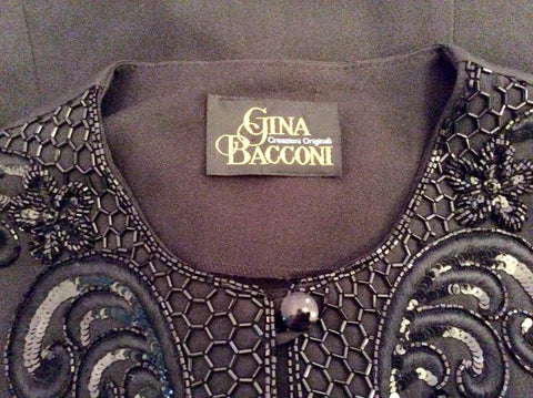 Gina Bacconi Black Beaded & Sequinned Jacket & Skirt Suit Size 14 Fit UK 10/12 - Whispers Dress Agency - Womens Suits & Tailoring - 4