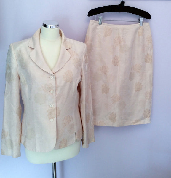 KASPER PALE PEACH FLORAL PRINT KNEE LENGTH SKIRT SUIT SIZE 12 - Whispers Dress Agency - Womens Suits & Tailoring - 1