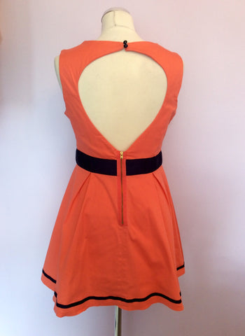 Amy Childs Orange & Blue Trim Cotton Skater Dress Size 14 - Whispers Dress Agency - Sold - 3