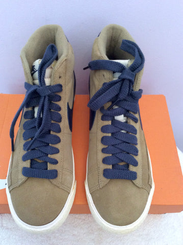 Brand New Nike Beige & Blue Suede Blazer Filbert Mid Trainer Boots Size 4/37 - Whispers Dress Agency - Womens Trainers & Plimsolls - 3