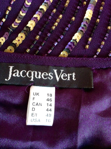 Jacques Vert Dark Purple Beaded & Sequin Dress Size 18 - Whispers Dress Agency - Womens Dresses - 6