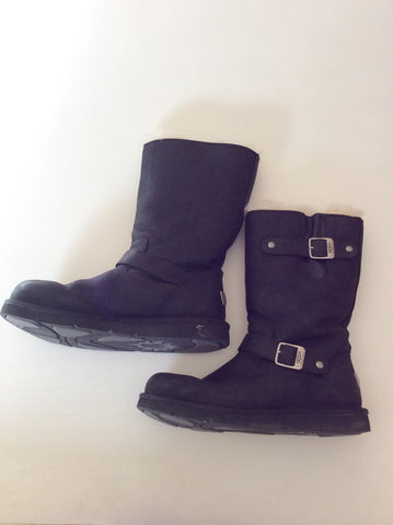 Ugg Kensington Black Leather Boots Size 7.5/41 - Whispers Dress Agency - Sold - 4