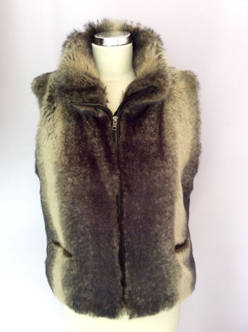 Planet Dark Brown Faux Fur Gilet Size 12 - Whispers Dress Agency - Sold - 1
