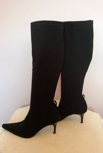 Roberto Vianni Black Knee High Stretch Boots Size 7/40 - Whispers Dress Agency - Womens Boots - 1