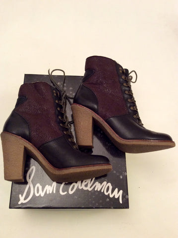 Sam Elderman Tara Black & Brown Lace Up Ankle Boots Size 5/38 - Whispers Dress Agency - Sold - 6