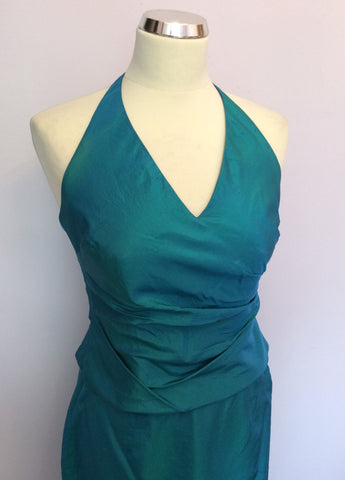 Monsoon Turquoise Silk Halterneck Top & Long Evening Skirt Size 10 - Whispers Dress Agency - Womens Dresses - 2