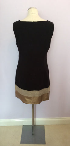 Brand New Zara Black & Gold Trim Shift Dress Size L - Whispers Dress Agency - Sold - 3
