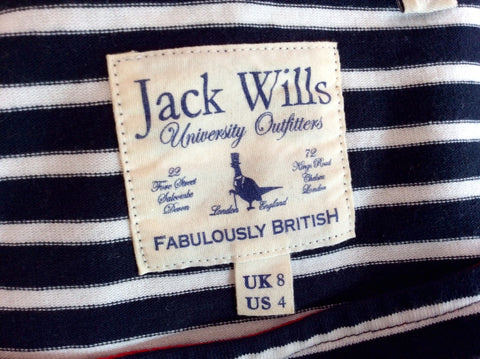 Jack Wills Navy Blue & White Stripe Cotton Mini Dress Size 8 - Whispers Dress Agency - Womens Dresses - 3